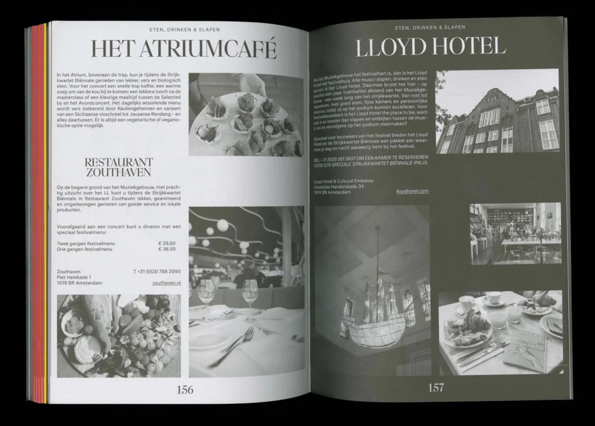 Programme spread about “Het Atriumcafé” and “Lloyd Hotel”, with black-and-white photographs and multi-column text.